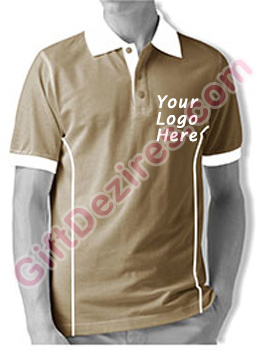 Designer Brown Desert Sand and White Color T Shirts With Company Logo